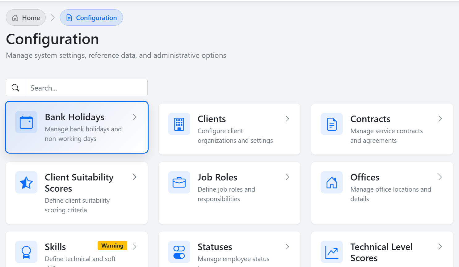 Configuration page