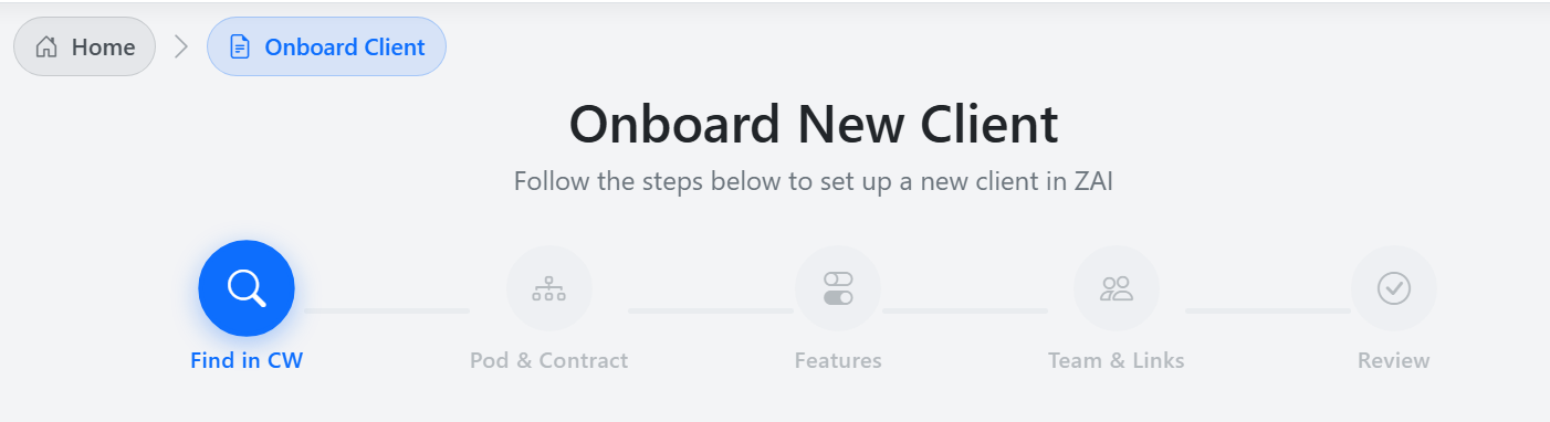 Onboard Client Steps