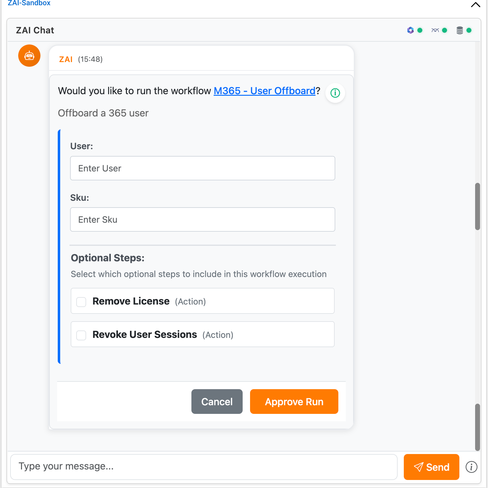 Workflow approval card
