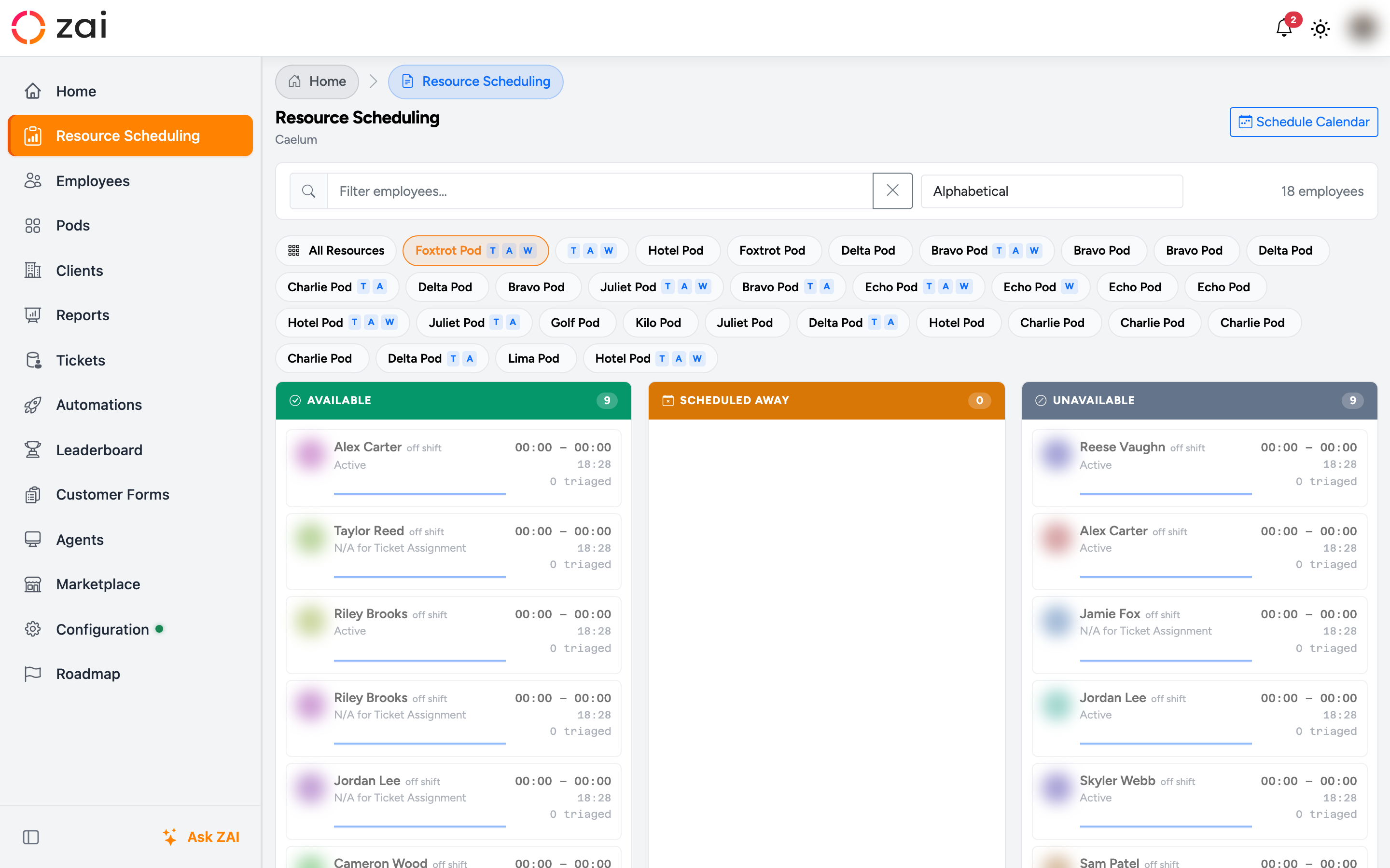 Resource Scheduling kanban board