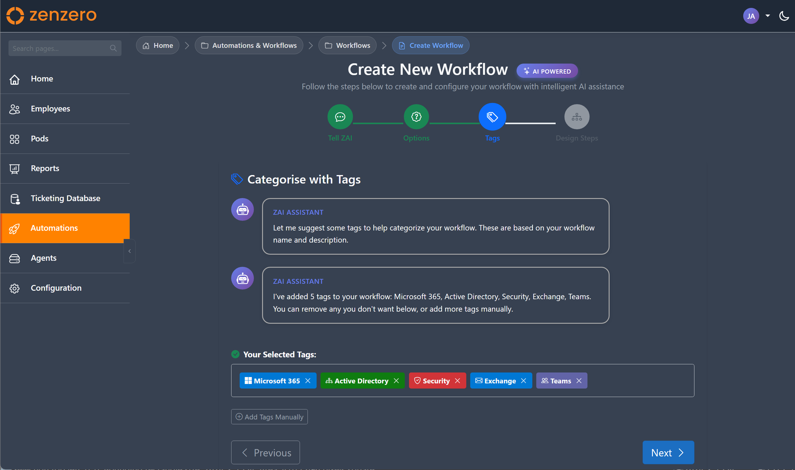 Workflow wizard step 3