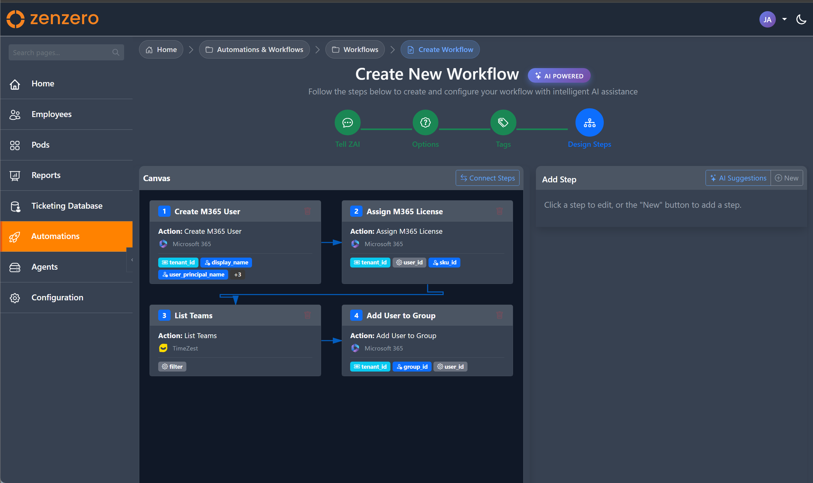 Workflow wizard step 4